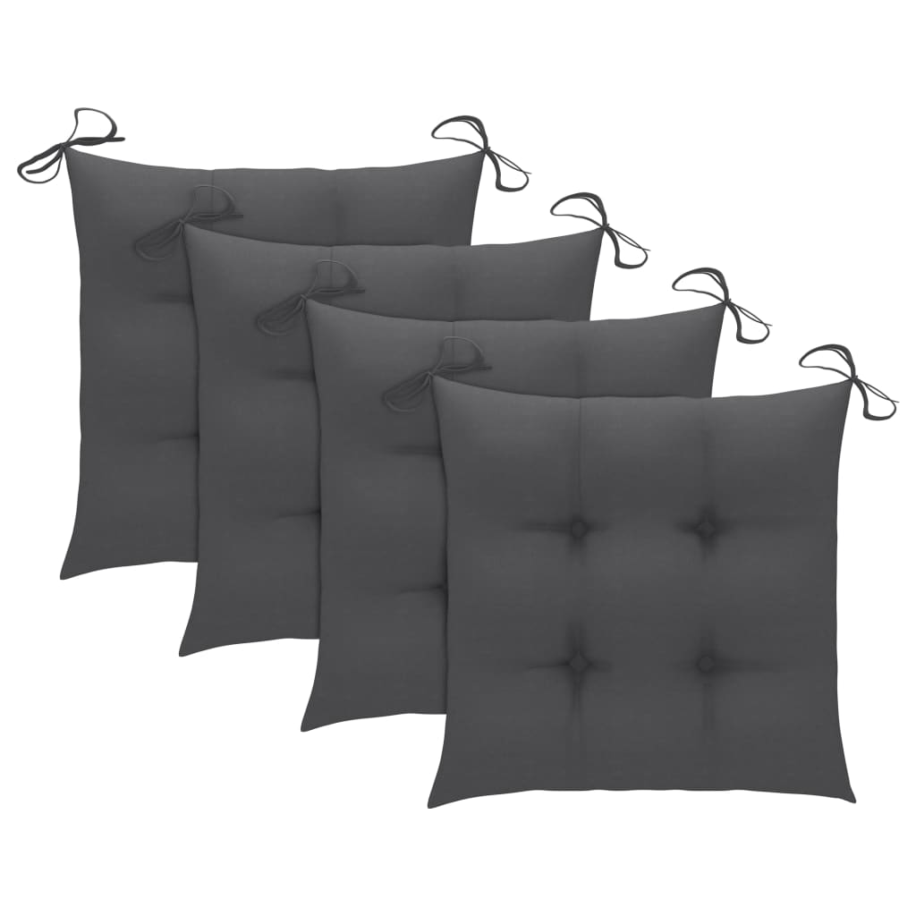 Set de comedor de jardín plegable 5 piezas con cojines bambú