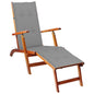 Garden sun lounger with footrest and cushion solid acacia wood