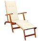 Garden sun lounger with footrest and cushion solid acacia wood