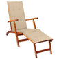 Garden sun lounger with footrest and cushion solid acacia wood