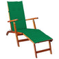 Garden sun lounger with footrest and cushion solid acacia wood