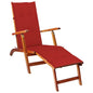 Garden sun lounger with footrest and cushion solid acacia wood