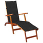 Garden sun lounger with footrest and cushion solid acacia wood