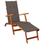 Garden sun lounger with footrest and cushion solid acacia wood