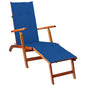 Garden sun lounger with footrest and cushion solid acacia wood