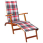 Garden sun lounger with footrest and cushion solid acacia wood