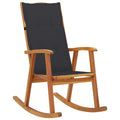 Silla mecedora con cojín madera maciza de acacia gris