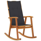 Silla mecedora con cojín madera maciza de acacia gris