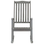 Silla mecedora con cojín madera maciza de acacia gris