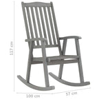 Silla mecedora con cojín madera maciza de acacia gris