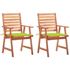 Sillas comedor de jardín 2 uds madera maciza acacia y cojines