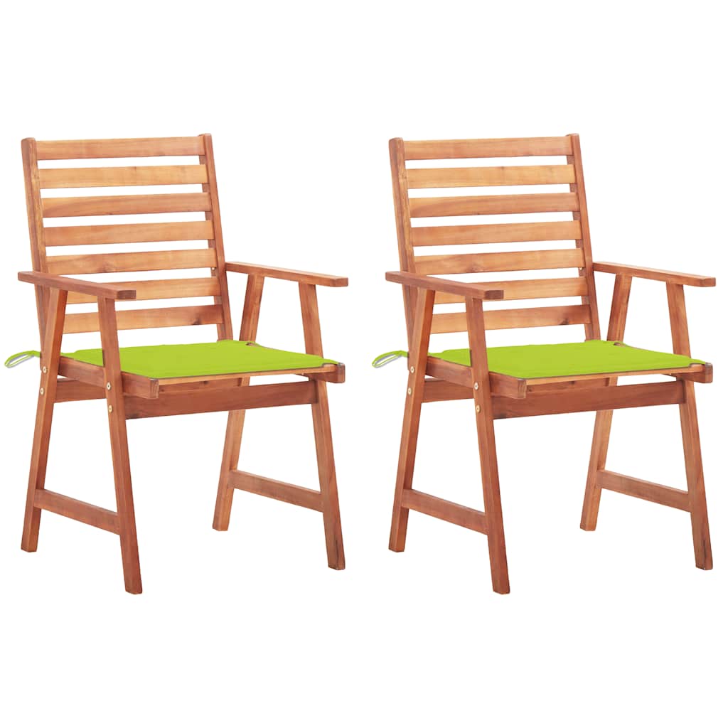 Sillas comedor de jardín 2 uds madera maciza acacia y cojines