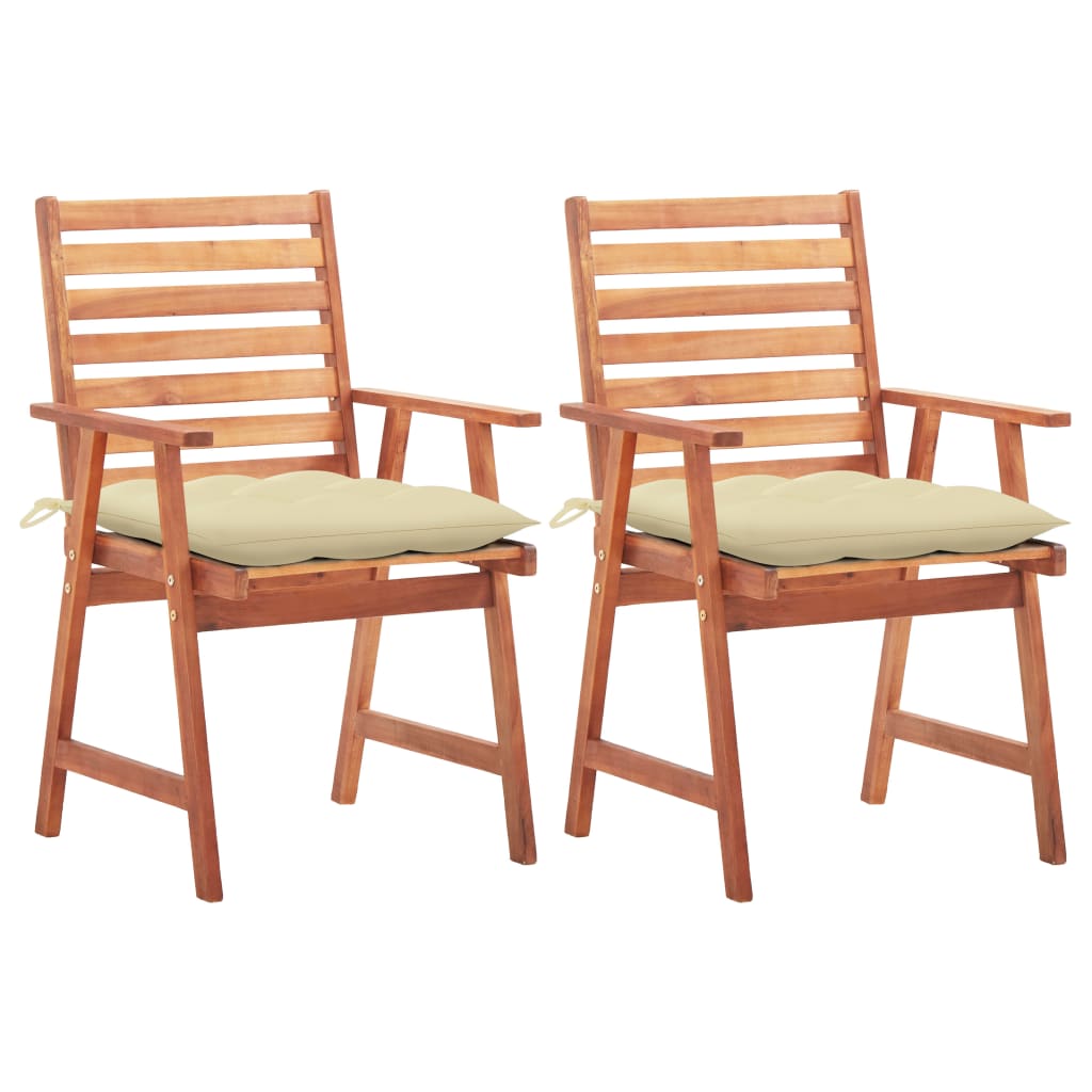 Sillas comedor de jardín 2 uds madera maciza acacia y cojines