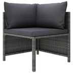Set de muebles de jardín 3 pzas y cojines ratán sintético gris