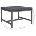 Set de muebles de jardín 3 pzas y cojines ratán sintético gris