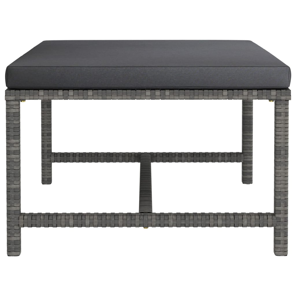 Set de muebles de jardín 3 pzas y cojines ratán sintético gris