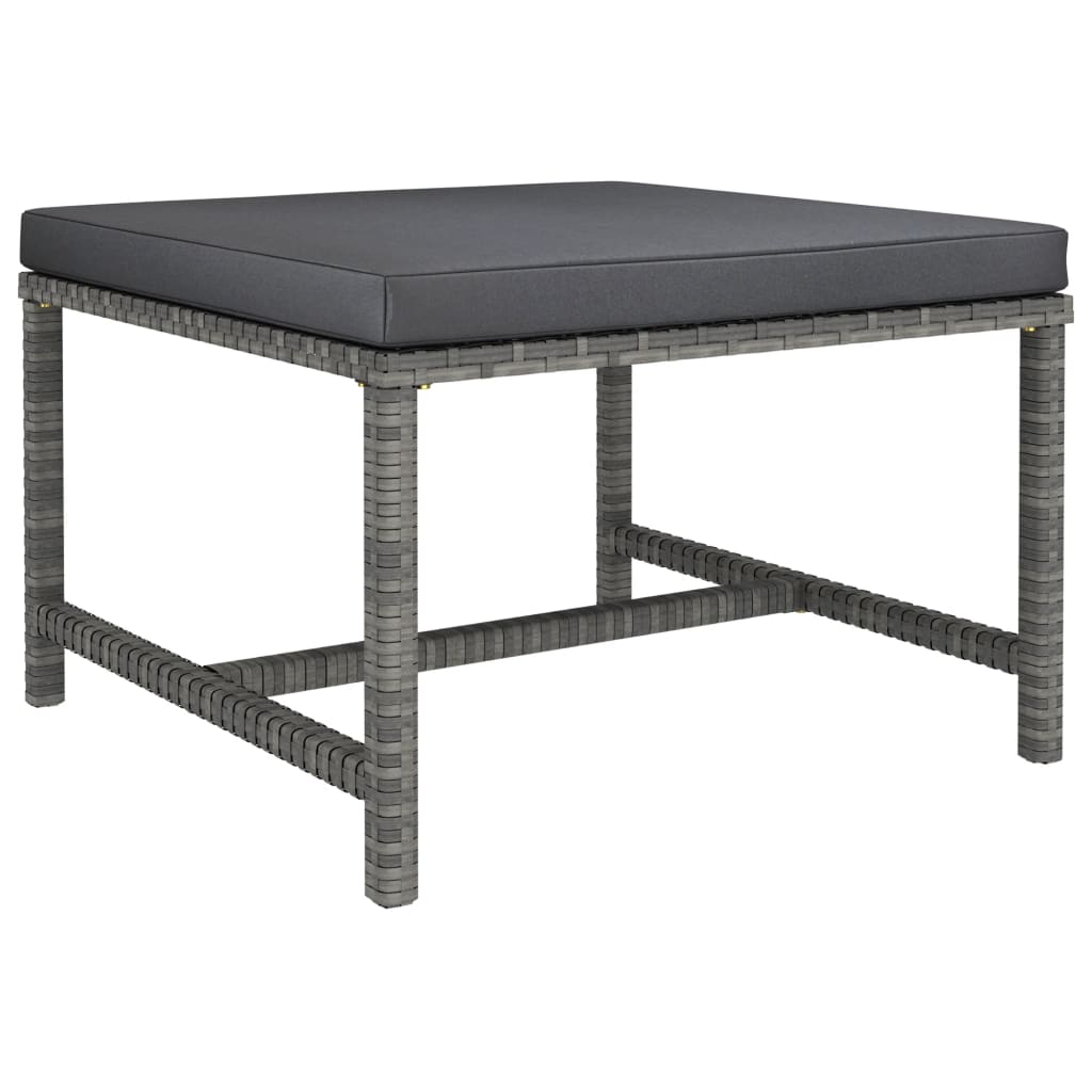 Set de muebles de jardín 3 pzas y cojines ratán sintético gris
