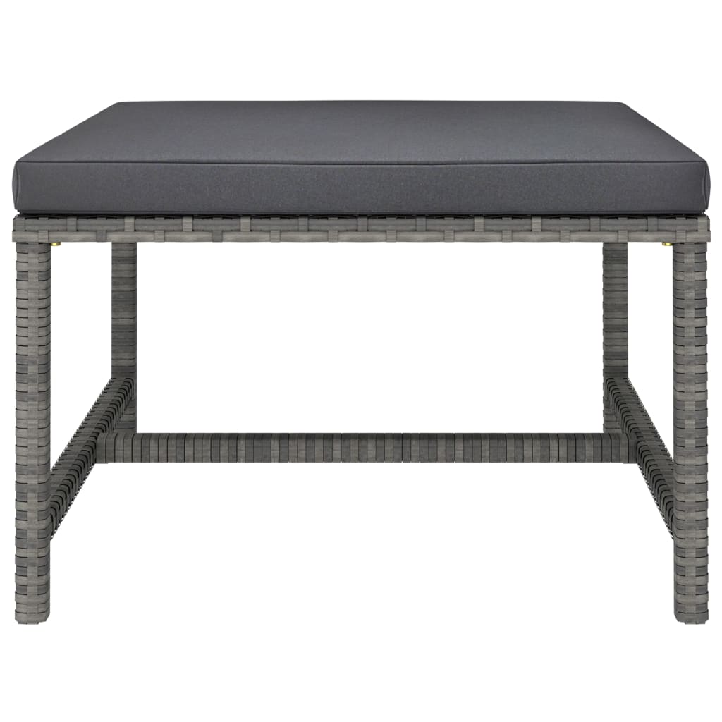 Set de muebles de jardín 3 pzas y cojines ratán sintético gris