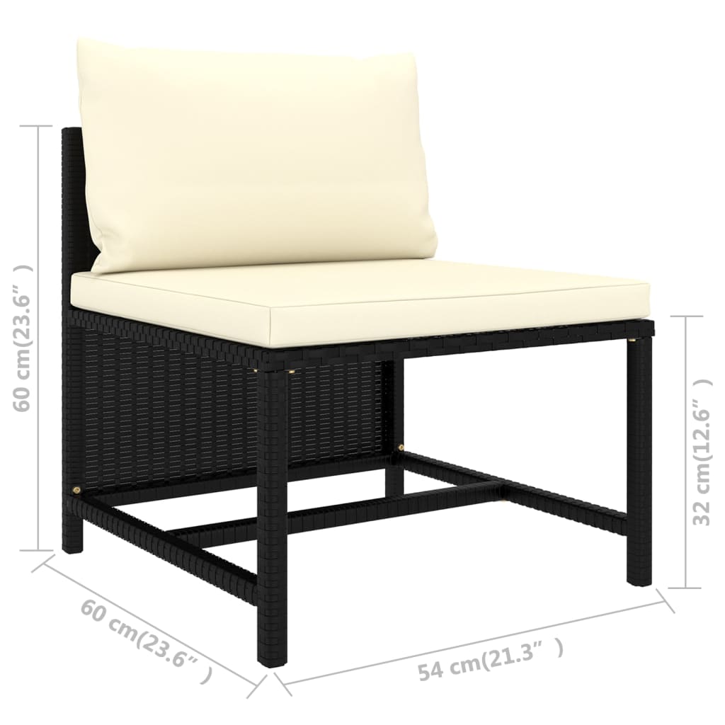 Set de muebles de jardín 10 pzas cojines ratán sintético negro