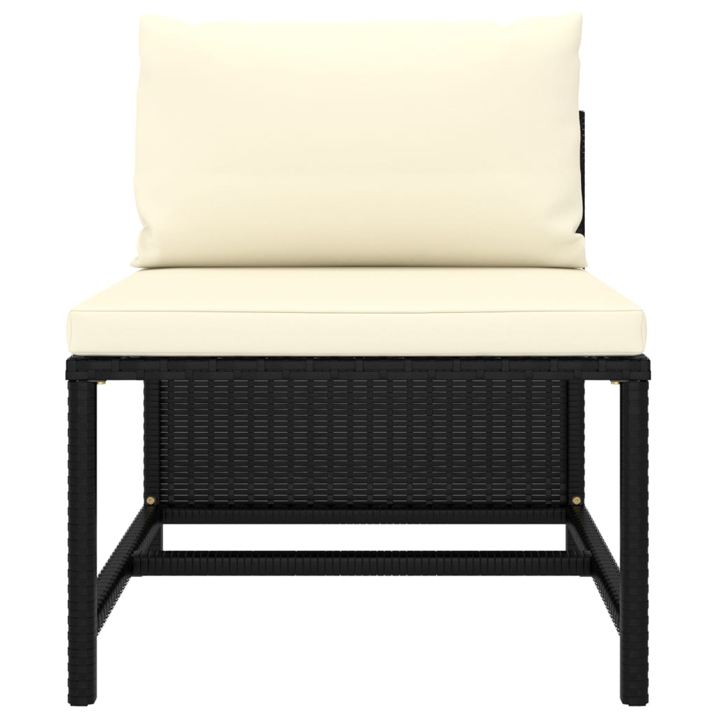 Set de muebles de jardín 10 pzas cojines ratán sintético negro