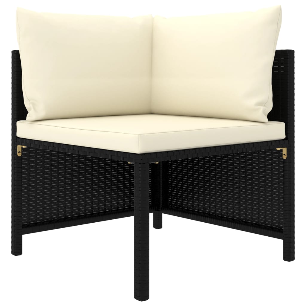 Set de muebles de jardín 10 pzas cojines ratán sintético negro