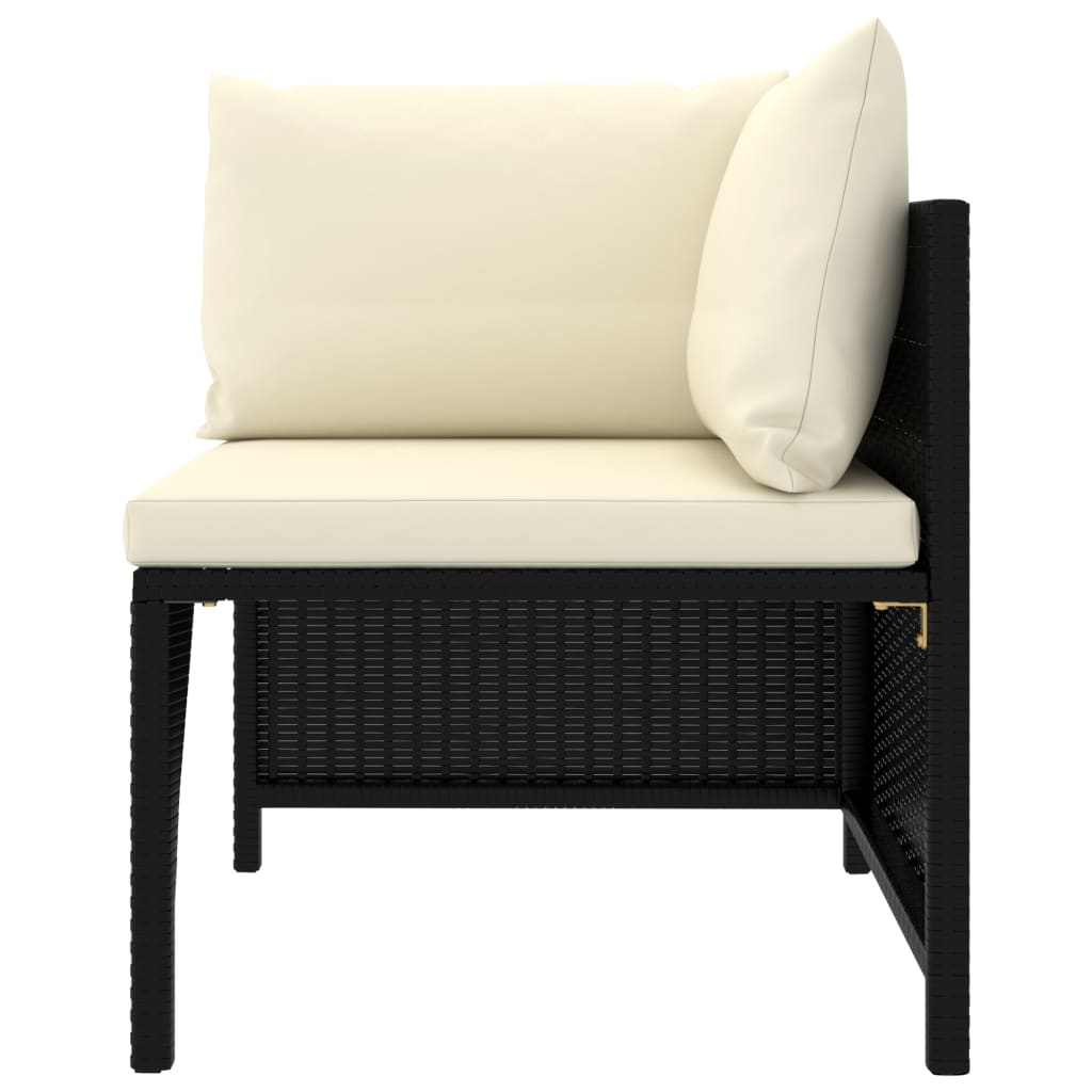 Set de muebles de jardín 10 pzas cojines ratán sintético negro