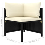 Set de muebles de jardín 10 pzas cojines ratán sintético negro