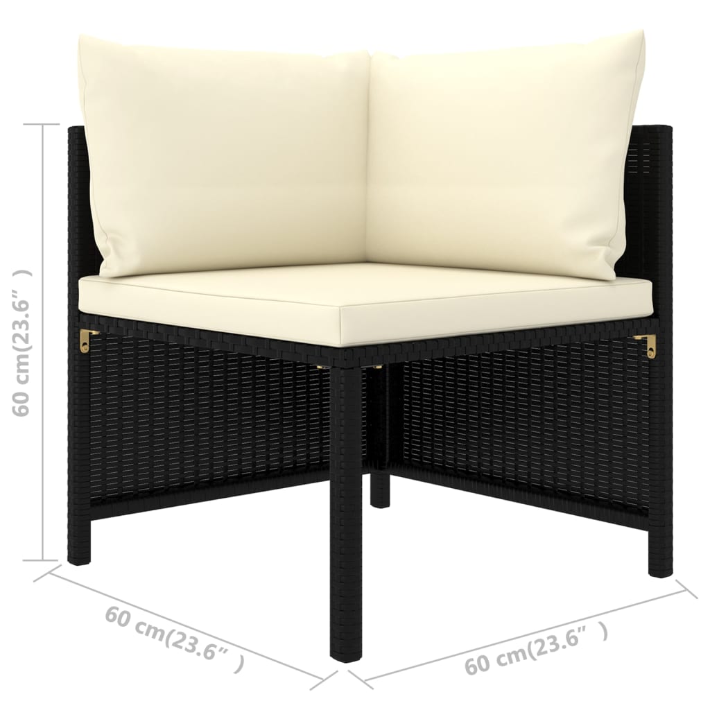 Set de muebles de jardín 10 pzas cojines ratán sintético negro
