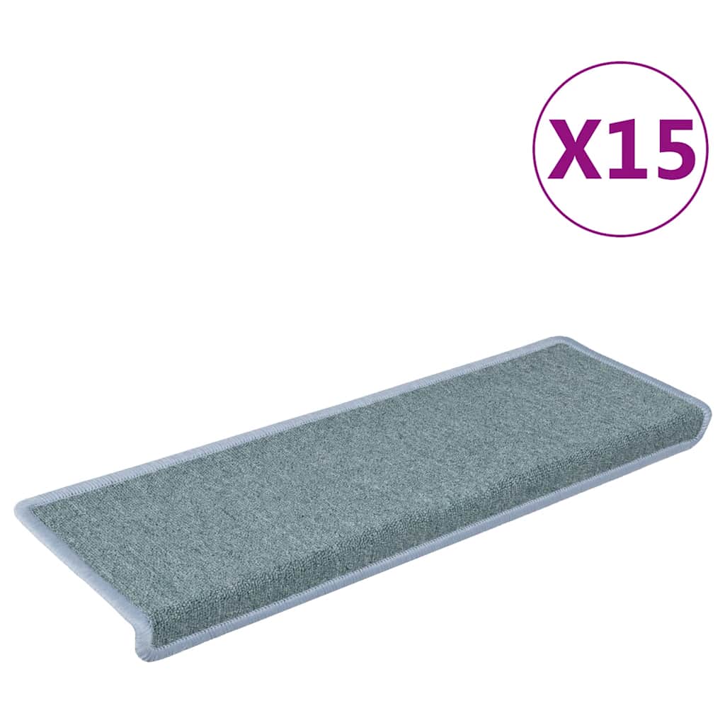 Alfombrillas para escaleras 15 unidades 65x21x4 cm Azul Mar Borde Rectangular