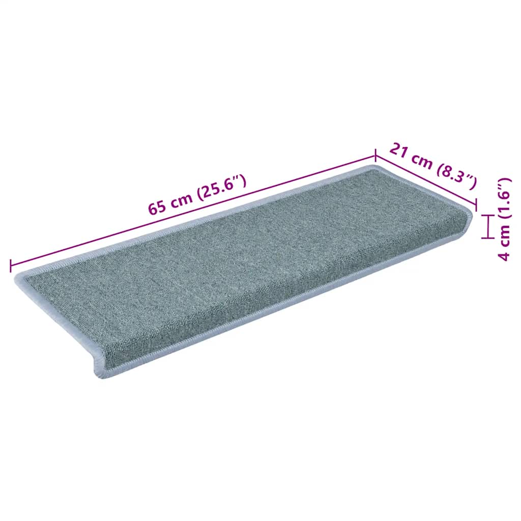 Alfombrillas para escaleras 15 unidades 65x21x4 cm Azul Mar Borde Rectangular