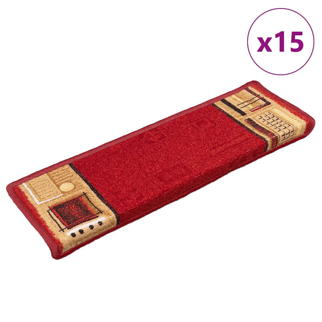 Alfombrilla autoadhesiva de escalera 15 uds beige 65x21x4 cm