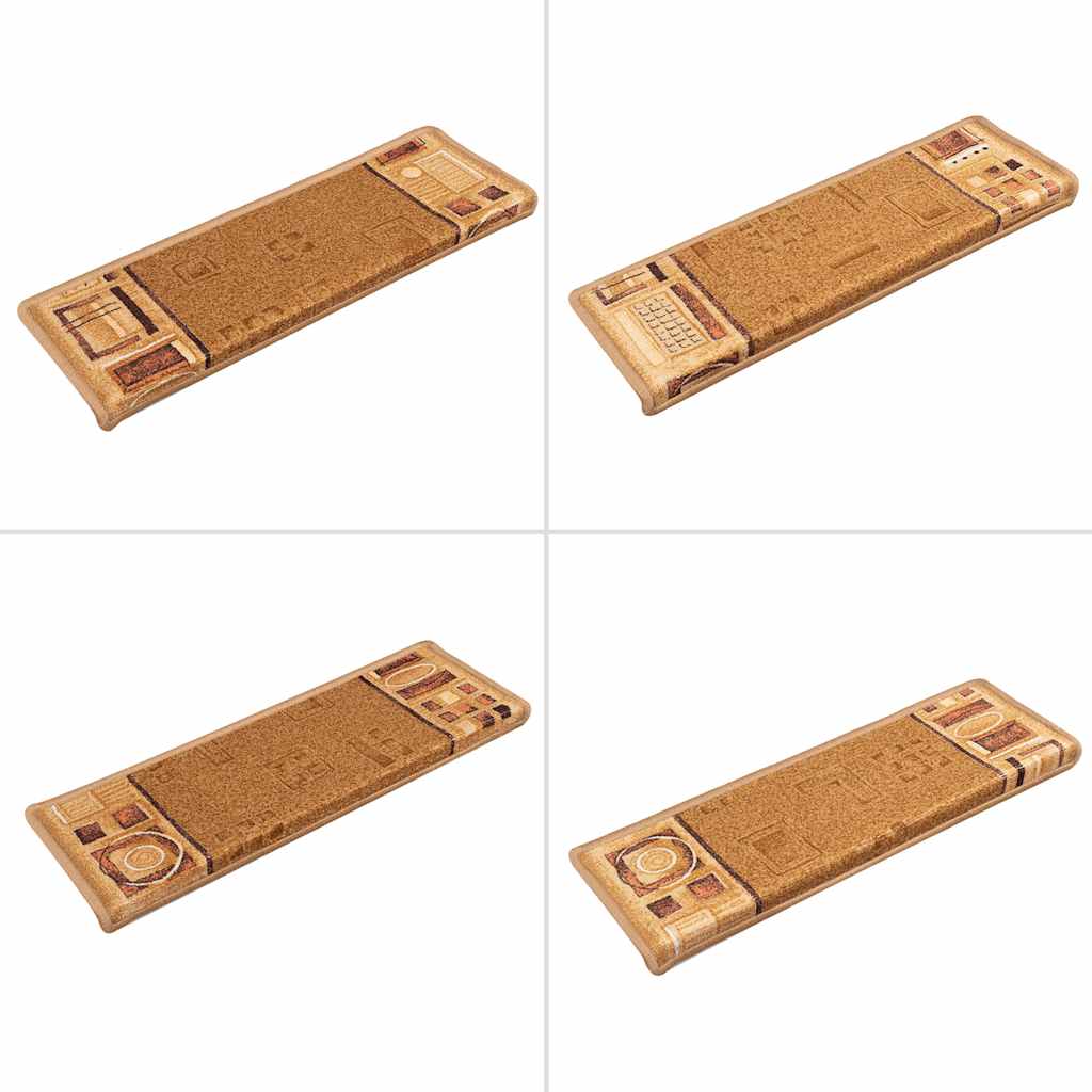 Alfombrilla autoadhesiva de escalera 15 uds beige 65x21x4 cm