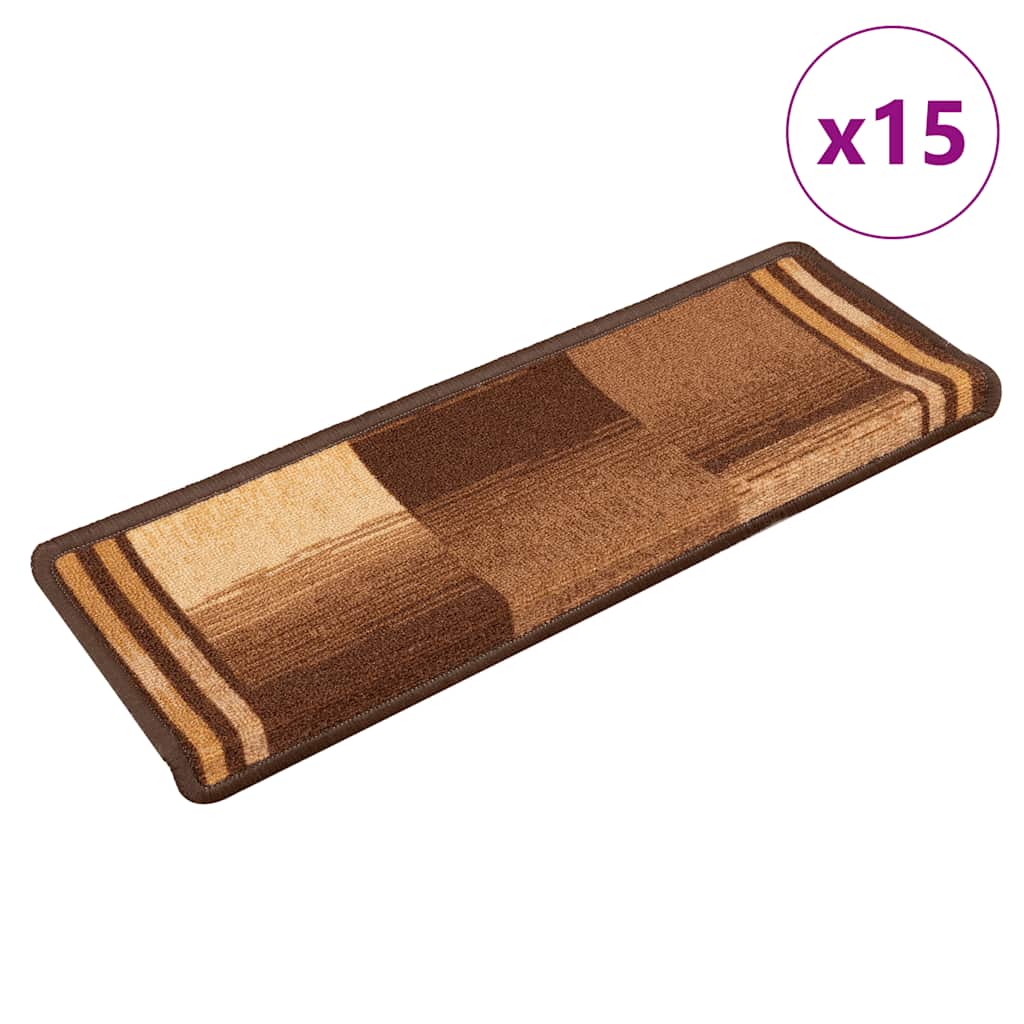 Alfombrilla autoadhesiva de escalera 15 uds beige 65x21x4 cm