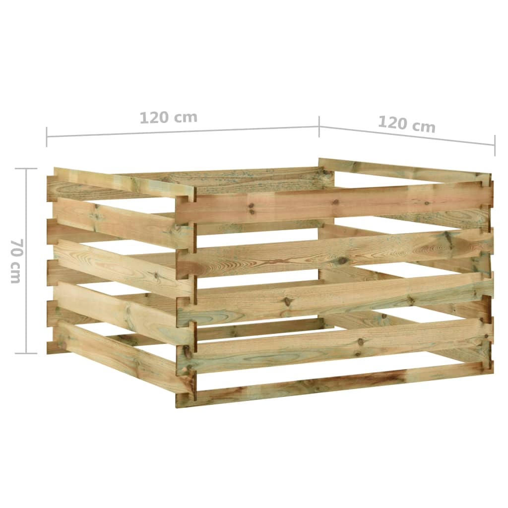 Compostador con listones madera pino impregnada 120x120x70 cm