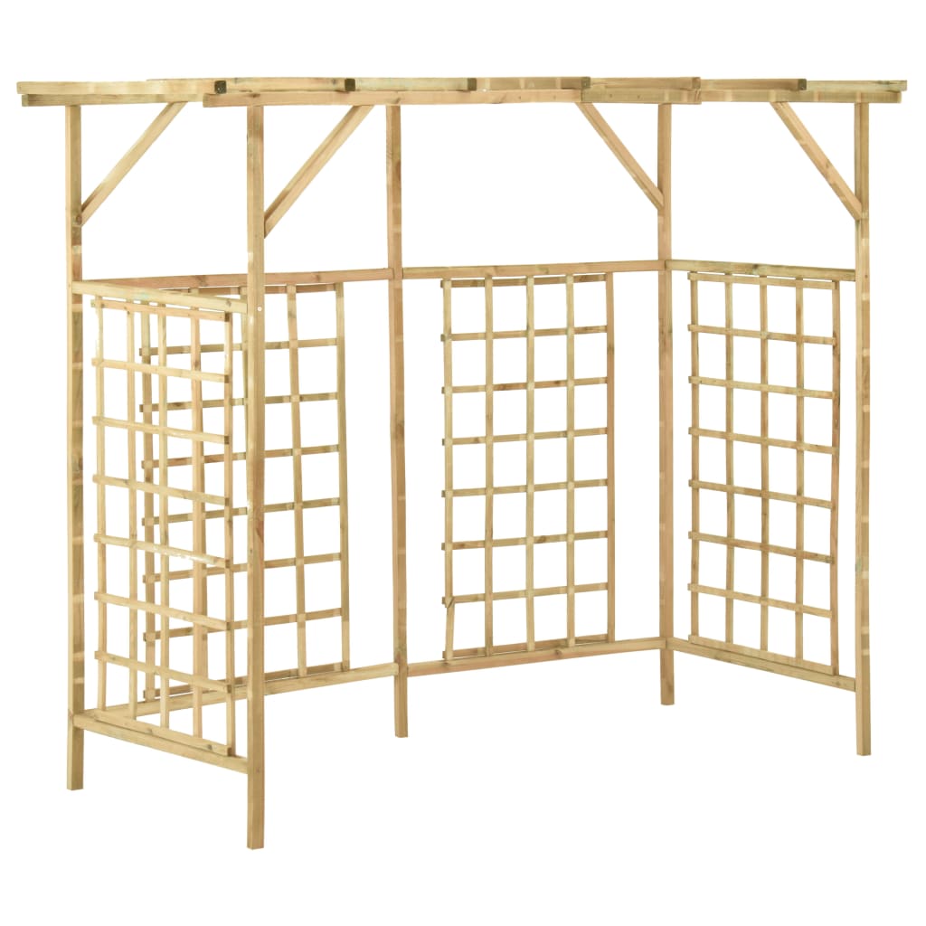 Pérgola de jardín para 3 cubos de basura madera pino impregnada