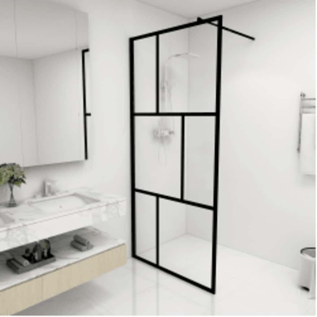 Mampara de ducha accesible con vidrio templado negro 100x195 cm