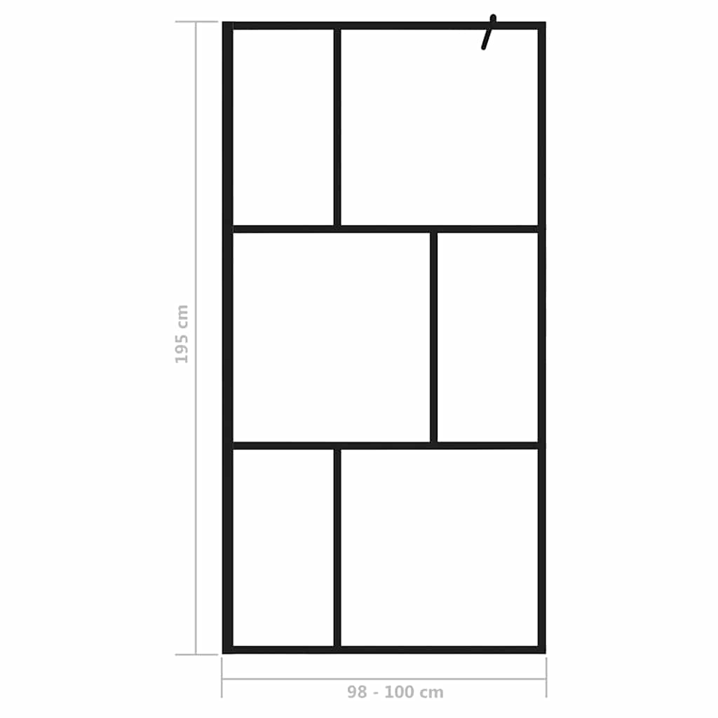 Mampara de ducha accesible con vidrio templado negro 100x195 cm