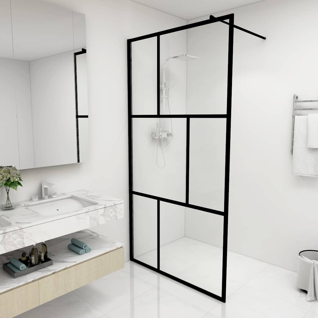 Mampara de ducha accesible con vidrio templado negro 100x195 cm