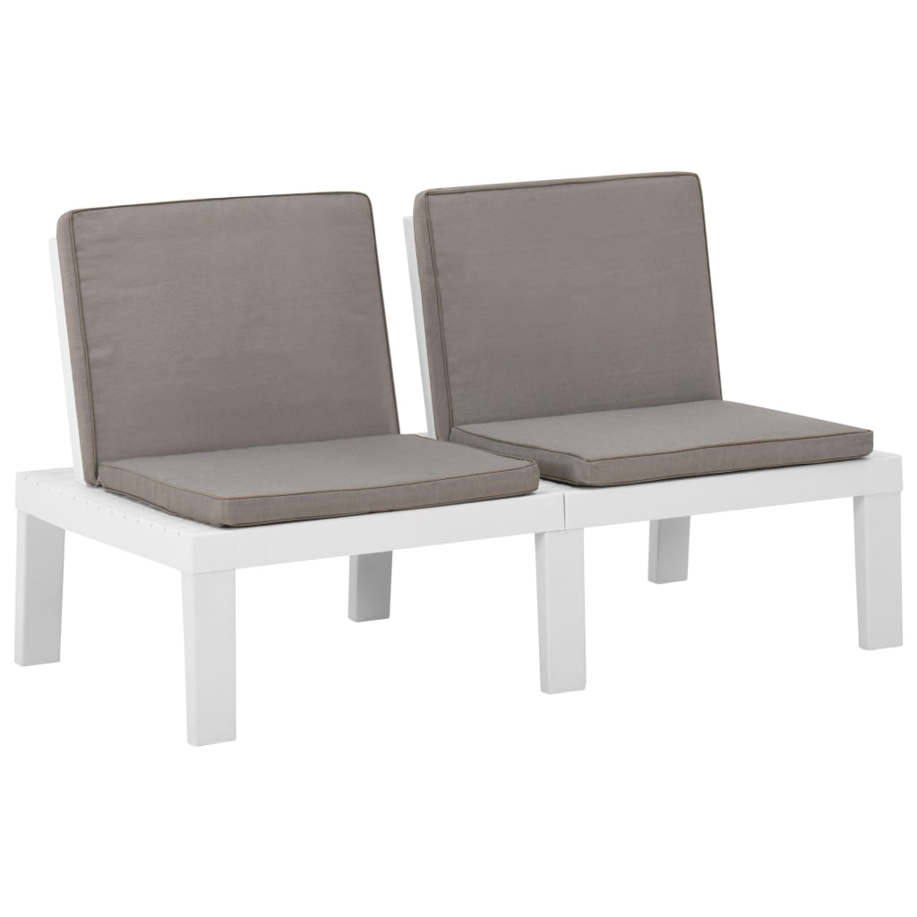 Set de muebles de jardín 3 piezas con cojines plástico blanco