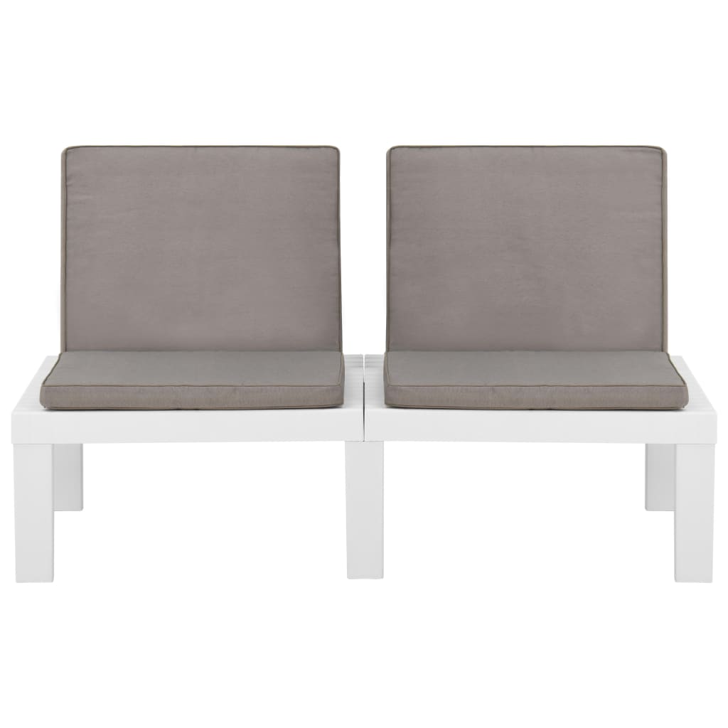 Set de muebles de jardín 3 piezas con cojines plástico blanco