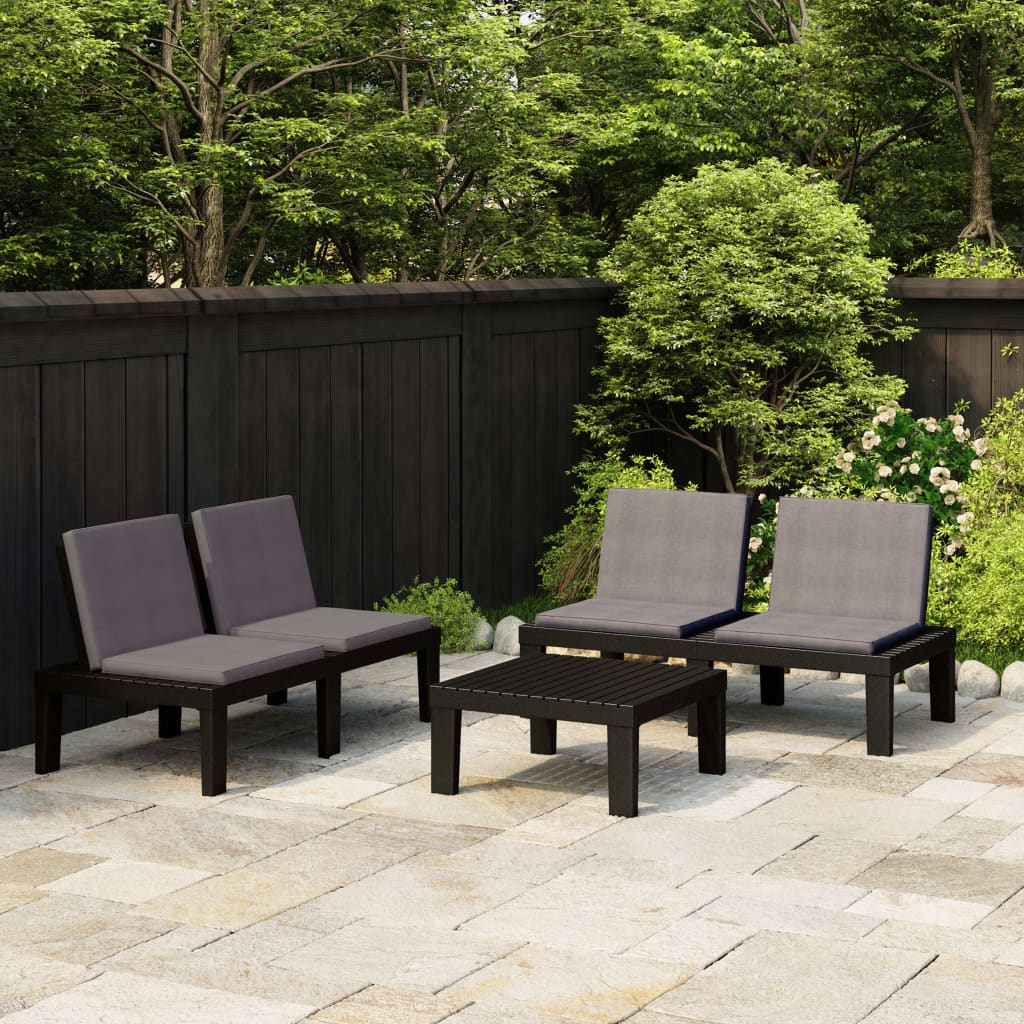 Conjunto de móveis de jardim 3 peças com almofadas plástico branco