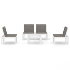 Set de muebles de jardín 4 piezas con cojines plástico blanco