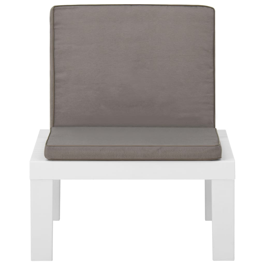 Set de muebles de jardín 4 piezas con cojines plástico blanco