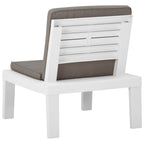 Set de muebles de jardín 4 piezas con cojines plástico blanco