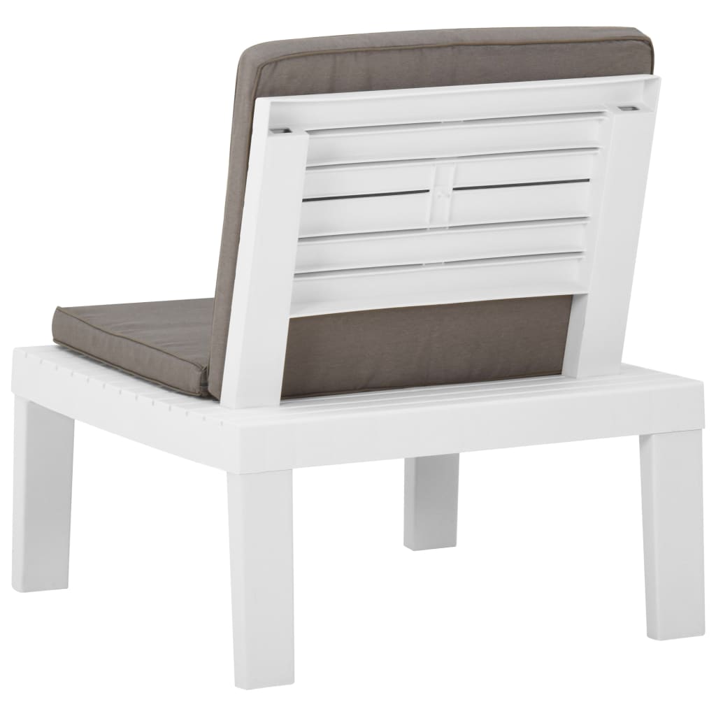 Set de muebles de jardín 4 piezas con cojines plástico blanco