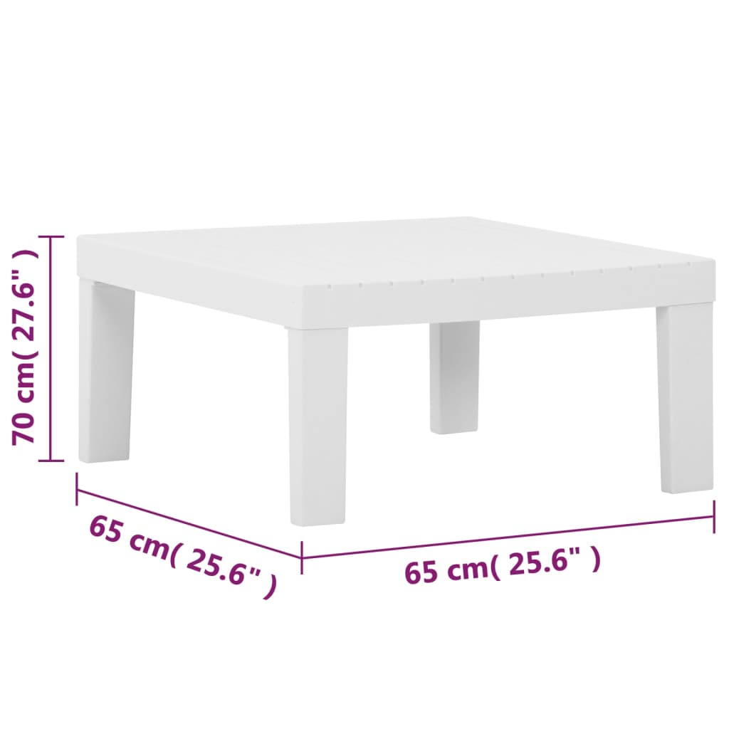 Set de muebles de jardín 4 piezas con cojines plástico blanco