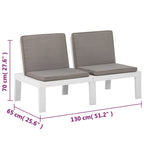 Set de muebles de jardín 4 piezas con cojines plástico blanco