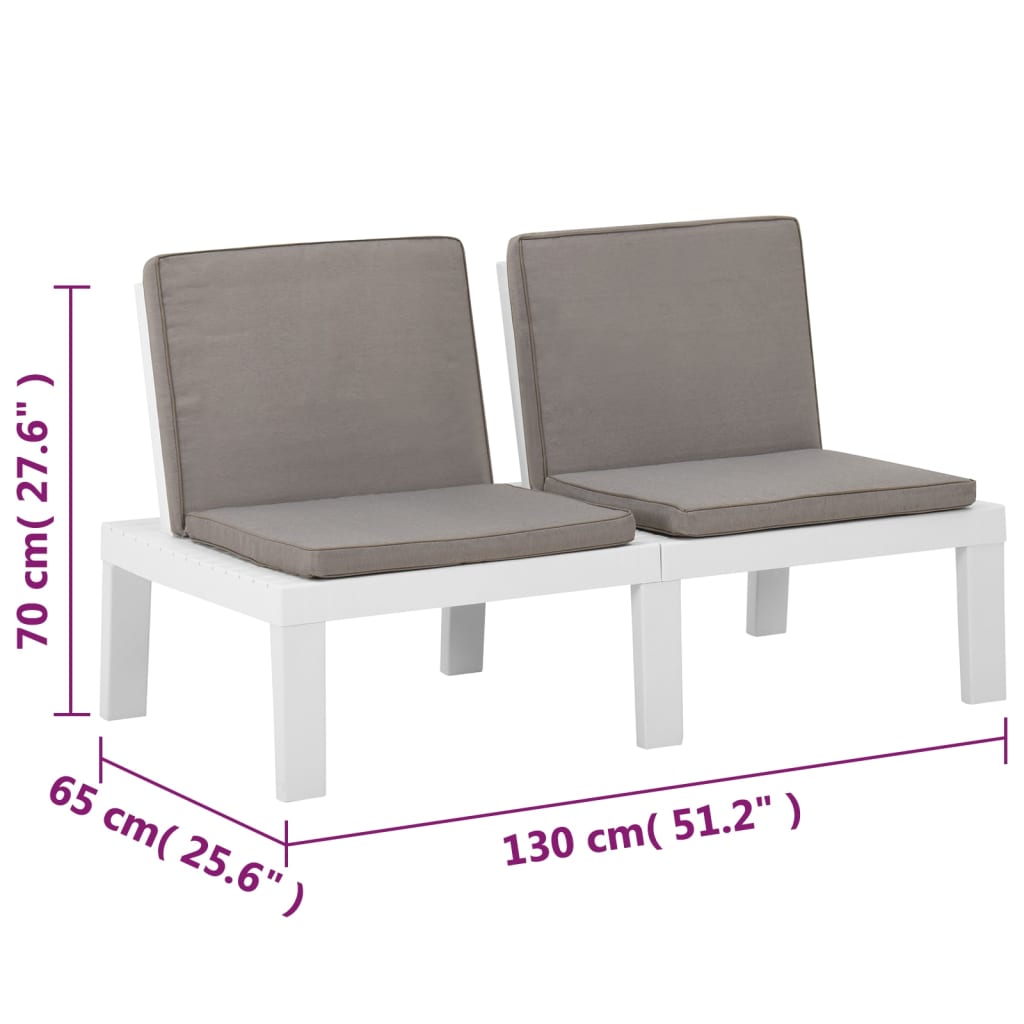Set de muebles de jardín 4 piezas con cojines plástico blanco