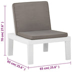 Set de muebles de jardín 4 piezas con cojines plástico blanco