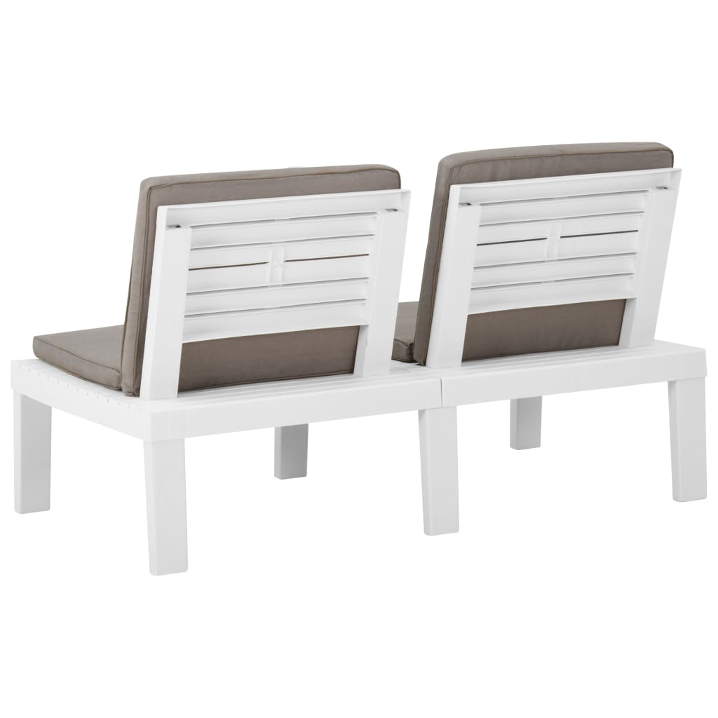 Set de muebles de jardín 4 piezas con cojines plástico blanco
